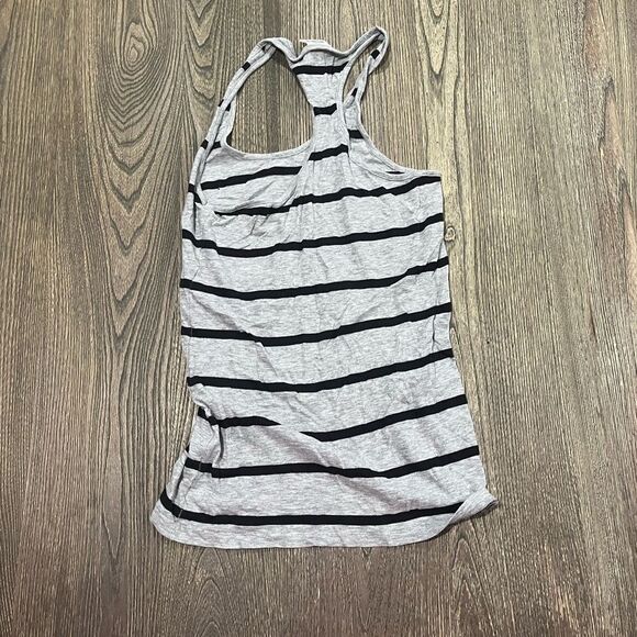 Pink Victoria's Secret Tank Top Striped Racerback Scoope Neck Gray Black Size S - Picture 1 of 4